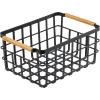 imagemDesign Wire Storage Basket  Wire Basket for Storing Items  Metal Basket for Kitchen Bedroom Bathroom and More  Set of 2  Matte BlackBamboo