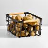 imagemDesign Wire Storage Basket  Wire Basket for Storing Items  Metal Basket for Kitchen Bedroom Bathroom and More  Set of 2  Matte BlackBamboo