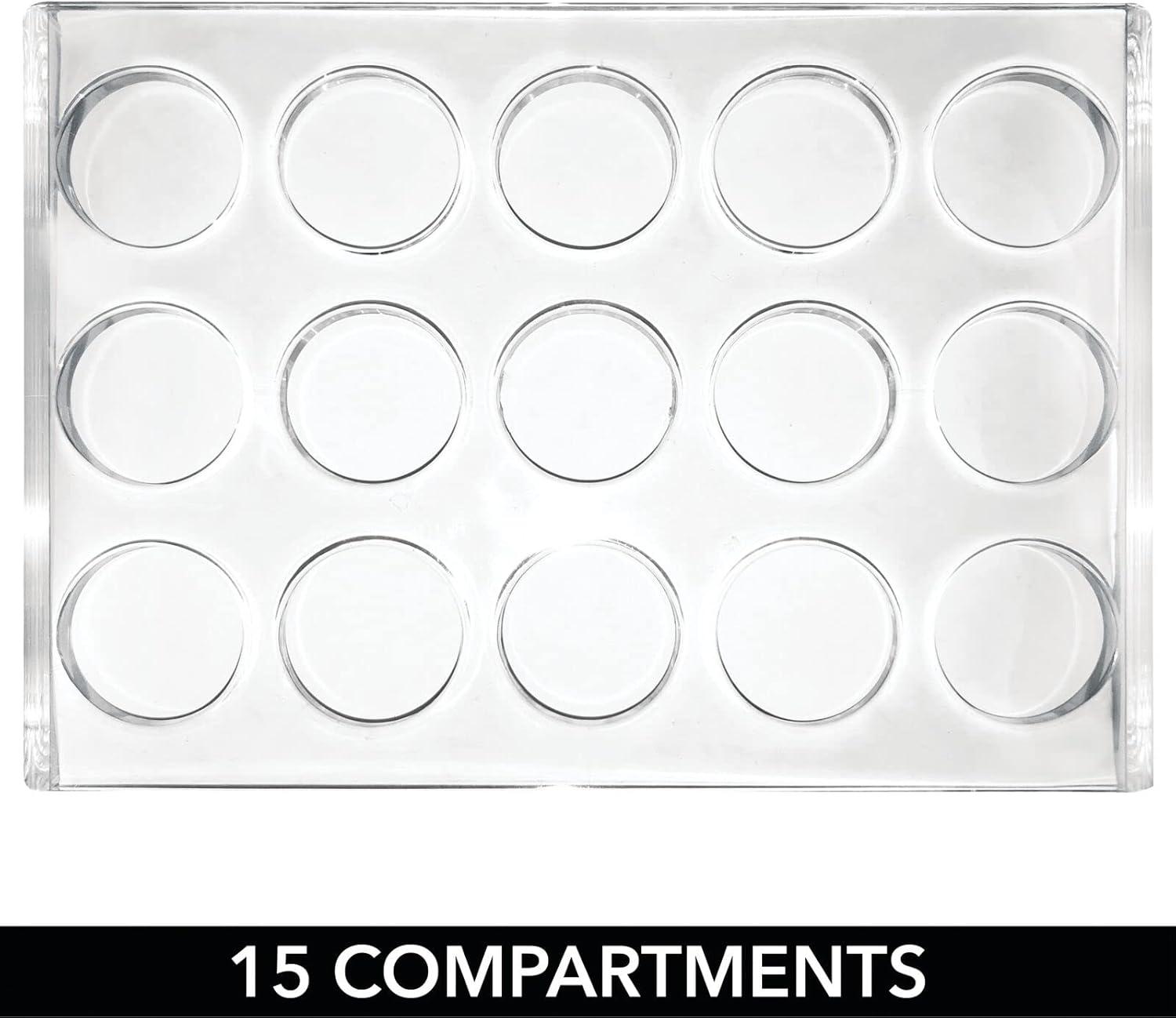 imagemDesign Plastic Makeup Brush Storage Organizer with 15 Slots for Bathroom Countertop Vanity to Hold EyeLip Pencils Lip Gloss Liners Lipstick  ClearBrushed