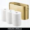 imagemDesign Large Steel Free Standing Toilet Paper Organizer 6Roll Tissue Storage Holder Container for Bathroom Floor Fits Under Sink Vanity Shelf In Cabinet or Corner Oscar Collection  Soft BrassSoft Brass