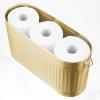 imagemDesign Large Steel Free Standing Toilet Paper Organizer 6Roll Tissue Storage Holder Container for Bathroom Floor Fits Under Sink Vanity Shelf In Cabinet or Corner Oscar Collection  Soft BrassSoft Brass