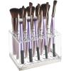imagemDesign Plastic Makeup Brush Storage Organizer with 15 Slots for Bathroom Countertop Vanity to Hold EyeLip Pencils Lip Gloss Liners Lipstick  ClearBrushed