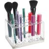 imagemDesign Plastic Makeup Brush Storage Organizer with 15 Slots for Bathroom Countertop Vanity to Hold EyeLip Pencils Lip Gloss Liners Lipstick  ClearBrushed
