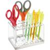 imagemDesign Plastic Makeup Brush Storage Organizer with 15 Slots for Bathroom Countertop Vanity to Hold EyeLip Pencils Lip Gloss Liners Lipstick  ClearBrushed