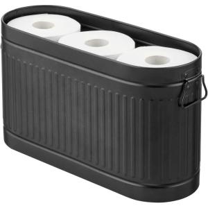 imagemDesign Large Steel Free Standing Toilet Paper Organizer 6Roll Tissue Storage Holder Container for Bathroom Floor Fits Under Sink Vanity Shelf In Cabinet or Corner Oscar Collection  Soft BrassBlack