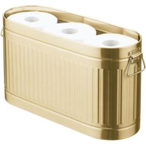 imagemDesign Large Steel Free Standing Toilet Paper Organizer 6Roll Tissue Storage Holder Container for Bathroom Floor Fits Under Sink Vanity Shelf In Cabinet or Corner Oscar Collection  Soft BrassSoft Brass
