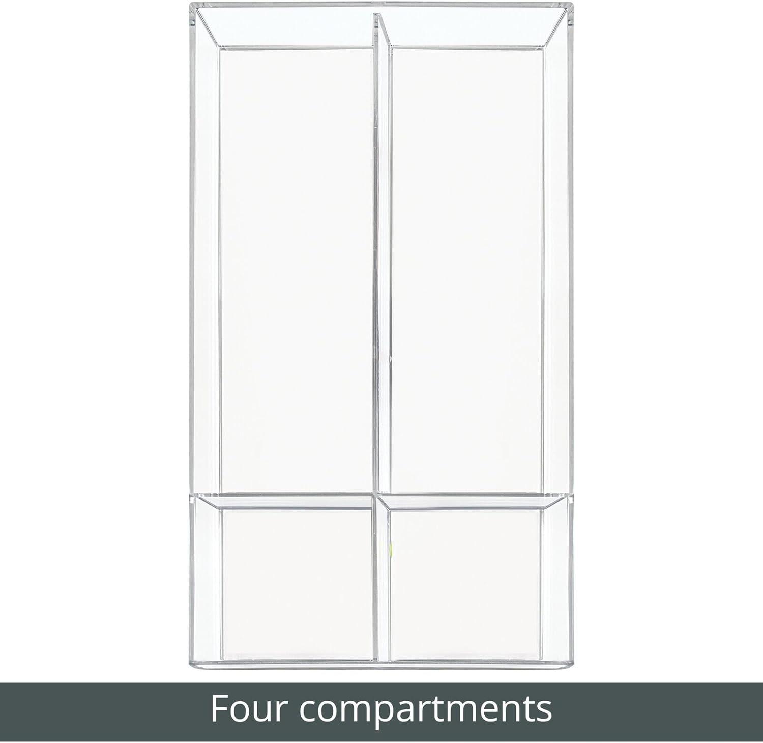 imagemDesign Plastic Divided Makeup Organizer Holder Tray for Bathroom Drawer Vanity Countertop Storage  Cosmetic Organization Holds Palettes Brushes Accessories  Lumiere Collection  Clear