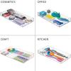 imagemDesign Plastic Divided Makeup Organizer Holder Tray for Bathroom Drawer Vanity Countertop Storage  Cosmetic Organization Holds Palettes Brushes Accessories  Lumiere Collection  Clear