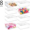 imagemDesign Plastic Stackable Storage Bin Container Box with Attached Lid for Kids Room Play Room Nursery for Organizing Toys Games Puzzles Craft and School Supplies  8 Pack  Clear11 x 134 x 5 Pack of 8