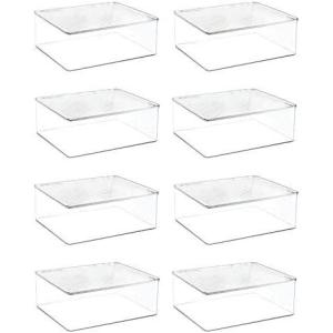 imagemDesign Plastic Stackable Storage Bin Container Box with Attached Lid for Kids Room Play Room Nursery for Organizing Toys Games Puzzles Craft and School Supplies  8 Pack  Clear11 x 134 x 5 Pack of 8