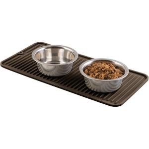 imagemDesign Premium Quality Square Pet Food and Water Bowl Feeding Mat for Dogs and Cats Waterproof NonSlip Durable Silicone Placemat  Food Safe  Small Linelle Collection  Espresso BrownEspresso Brown