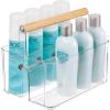 imagemDesign Plastic Portable Shower Caddy Divided Basket Bin Storage Organizer with Bamboo Handle for Bathroom Dorm Shelf ampamp Cabinet Holds Shampoo Conditioner  Aura Collection ClearNaturalClearNatural