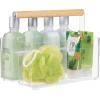 imagemDesign Plastic Portable Shower Caddy Divided Basket Bin Storage Organizer with Bamboo Handle for Bathroom Dorm Shelf ampamp Cabinet Holds Shampoo Conditioner  Aura Collection ClearNaturalClearNatural