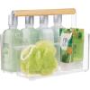 imagemDesign Plastic Portable Shower Caddy Divided Basket Bin Storage Organizer with Bamboo Handle for Bathroom Dorm Shelf ampamp Cabinet Holds Shampoo Conditioner  Aura Collection ClearNaturalClearNatural