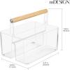 imagemDesign Plastic Portable Shower Caddy Divided Basket Bin Storage Organizer with Bamboo Handle for Bathroom Dorm Shelf ampamp Cabinet Holds Shampoo Conditioner  Aura Collection ClearNaturalClearNatural