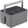imagemDesign Plastic Shower Caddy Storage Organizer Utility Tote Divided Basket Bin  Metal Handle for Bathroom Dorm Kitchen Holds Soap Shampoo Conditioner  Aura Collection  Charcoal GraySatinCharcoalSatin