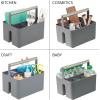 imagemDesign Plastic Shower Caddy Storage Organizer Utility Tote Divided Basket Bin  Metal Handle for Bathroom Dorm Kitchen Holds Soap Shampoo Conditioner  Aura Collection  Charcoal GraySatinCharcoalSatin
