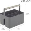 imagemDesign Plastic Shower Caddy Storage Organizer Utility Tote Divided Basket Bin  Metal Handle for Bathroom Dorm Kitchen Holds Soap Shampoo Conditioner  Aura Collection  Charcoal GraySatinCharcoalSatin