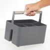 imagemDesign Plastic Shower Caddy Storage Organizer Utility Tote Divided Basket Bin  Metal Handle for Bathroom Dorm Kitchen Holds Soap Shampoo Conditioner  Aura Collection  Charcoal GraySatinCharcoalSatin