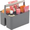 imagemDesign Plastic Shower Caddy Storage Organizer Utility Tote Divided Basket Bin  Metal Handle for Bathroom Dorm Kitchen Holds Soap Shampoo Conditioner  Aura Collection  Charcoal GraySatinCharcoalSatin