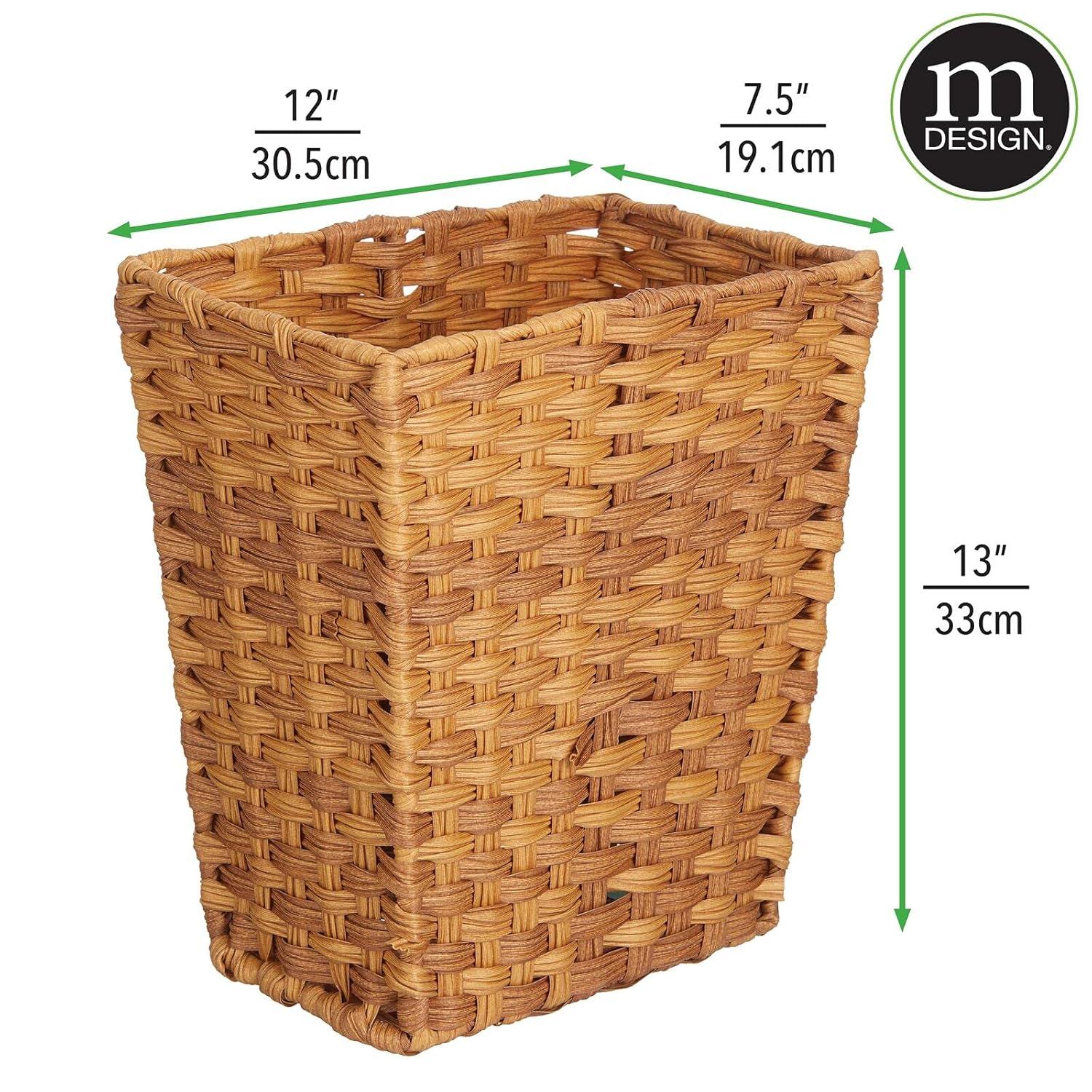 imagemDesign Small Woven Trash Can  Slim Rectangular Waste Basket  Decorative Garbage Waste Bin for Bedroom Bathroom Kitchen Home Office Craft Laundry Utility Rooms and Garage  CamelCamel