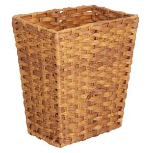 imagemDesign Small Woven Trash Can  Slim Rectangular Waste Basket  Decorative Garbage Waste Bin for Bedroom Bathroom Kitchen Home Office Craft Laundry Utility Rooms and Garage  CamelCamel