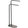 imagemDesign Tall Stainless Freestanding Towel Rack Holder  2 Tier Minimalist Pedestal Hanger Holders for Kitchen and Bathroom  Racks for Bath Hand Dish and Tea Towels or Washcloths  SatinSatin