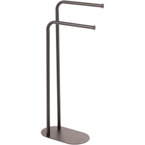 imagemDesign Tall Stainless Freestanding Towel Rack Holder  2 Tier Minimalist Pedestal Hanger Holders for Kitchen and Bathroom  Racks for Bath Hand Dish and Tea Towels or Washcloths  SatinSatin