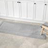imagemDesign Soft 100 Cotton Luxury HotelStyle Rectangular Spa Mat Rug Plush Water Absorbent Decorative Border for Bathroom Vanity BathtubShower Machine Washable Long Runner  60quot x 21quot  NaturalTanGrey