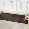 imagemDesign Soft 100 Cotton Luxury HotelStyle Rectangular Spa Mat Rug Plush Water Absorbent Decorative Border for Bathroom Vanity BathtubShower Machine Washable Long Runner  60quot x 21quot  NaturalTanChocolate