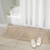 imagemDesign Soft 100 Cotton Luxury HotelStyle Rectangular Spa Mat Rug Plush Water Absorbent Decorative Border for Bathroom Vanity BathtubShower Machine Washable Long Runner  60quot x 21quot  NaturalTanLinen