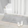 imagemDesign Soft 100 Cotton Luxury HotelStyle Rectangular Spa Mat Rug Plush Water Absorbent Decorative Border for Bathroom Vanity BathtubShower Machine Washable Long Runner  60quot x 21quot  NaturalTanGrey