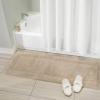 imagemDesign Soft 100 Cotton Luxury HotelStyle Rectangular Spa Mat Rug Plush Water Absorbent Decorative Border for Bathroom Vanity BathtubShower Machine Washable Long Runner  60quot x 21quot  NaturalTanLinen