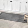imagemDesign Soft 100 Cotton Luxury HotelStyle Rectangular Spa Mat Rug Plush Water Absorbent Decorative Border for Bathroom Vanity BathtubShower Machine Washable Long Runner  60quot x 21quot  NaturalTanCharcoal