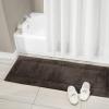 imagemDesign Soft 100 Cotton Luxury HotelStyle Rectangular Spa Mat Rug Plush Water Absorbent Decorative Border for Bathroom Vanity BathtubShower Machine Washable Long Runner  60quot x 21quot  NaturalTanChocolate