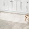 imagemDesign Soft 100 Cotton Luxury HotelStyle Rectangular Spa Mat Rug Plush Water Absorbent Decorative Border for Bathroom Vanity BathtubShower Machine Washable Long Runner  60quot x 21quot  NaturalTanNatural