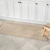 imagemDesign Soft 100 Cotton Luxury HotelStyle Rectangular Spa Mat Rug Plush Water Absorbent Decorative Border for Bathroom Vanity BathtubShower Machine Washable Long Runner  60quot x 21quot  NaturalTanLinen