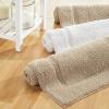 imagemDesign Soft 100 Cotton Luxury HotelStyle Rectangular Spa Mat Rug Plush Water Absorbent Decorative Border for Bathroom Vanity BathtubShower Machine Washable Long Runner  60quot x 21quot  NaturalTanLinen