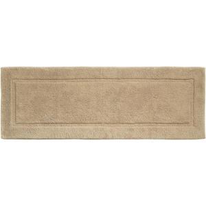 imagemDesign Soft 100 Cotton Luxury HotelStyle Rectangular Spa Mat Rug Plush Water Absorbent Decorative Border for Bathroom Vanity BathtubShower Machine Washable Long Runner  60quot x 21quot  NaturalTanLinen