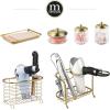 imagemDesign Hair Dryer and Hair Straightener Holder  Ideal for Storage of Hair Dryer Hair Straightener Hair Brushes and More  Metal Hair Dryer Stand  SilverSoft Brass