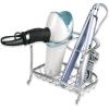 imagemDesign Hair Dryer and Hair Straightener Holder  Ideal for Storage of Hair Dryer Hair Straightener Hair Brushes and More  Metal Hair Dryer Stand  SilverChrome