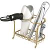 imagemDesign Hair Dryer and Hair Straightener Holder  Ideal for Storage of Hair Dryer Hair Straightener Hair Brushes and More  Metal Hair Dryer Stand  SilverSoft Brass
