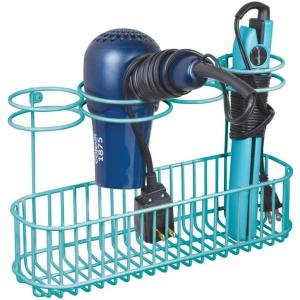 imagemDesign Metal Wire CabinetWall Mount Hair Care ampamp Styling Tool Organizer  Bathroom Storage Basket for Hair Dryer Flat Iron Curling Wand Hair Straightener Brushes  Holds Hot Tools  TealBlueTeal