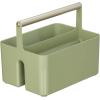 imagemDesign Plastic Shower Caddy Storage Organizer Utility Tote Divided Basket Bin  Metal Handle for Bathroom Dorm Kitchen Holds Soap Shampoo Conditioner  Aura Collection  Olive GreenSatinOlive GreenSatin