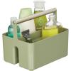 imagemDesign Plastic Shower Caddy Storage Organizer Utility Tote Divided Basket Bin  Metal Handle for Bathroom Dorm Kitchen Holds Soap Shampoo Conditioner  Aura Collection  Olive GreenSatinOlive GreenSatin