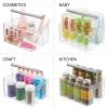 imagemDesign Plastic Shower Caddy Storage Organizer Utility Tote Divided Basket Bin  Metal Handle for Bathroom Dorm Kitchen Holds Soap Shampoo Conditioner  Aura Collection  Olive GreenSatinClearChrome
