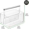 imagemDesign Plastic Shower Caddy Storage Organizer Utility Tote Divided Basket Bin  Metal Handle for Bathroom Dorm Kitchen Holds Soap Shampoo Conditioner  Aura Collection  Olive GreenSatinClearChrome