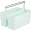 imagemDesign Plastic Shower Caddy Storage Organizer Utility Tote Divided Basket Bin  Metal Handle for Bathroom Dorm Kitchen Holds Soap Shampoo Conditioner  Aura Collection  Olive GreenSatinMintSatin
