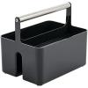 imagemDesign Plastic Shower Caddy Storage Organizer Utility Tote Divided Basket Bin  Metal Handle for Bathroom Dorm Kitchen Holds Soap Shampoo Conditioner  Aura Collection  Olive GreenSatinBlackBrushed