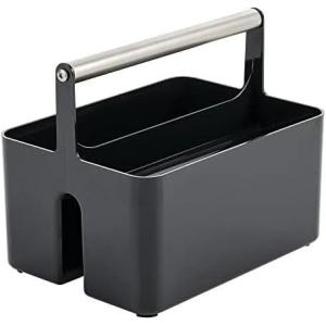 imagemDesign Plastic Shower Caddy Storage Organizer Utility Tote Divided Basket Bin  Metal Handle for Bathroom Dorm Kitchen Holds Soap Shampoo Conditioner  Aura Collection  Olive GreenSatinBlackBrushed